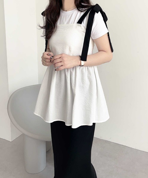 nelliy.（ネルリー）の「バイカラーぽこぽこリボンビスチェ（キャミソール・レディース・ブラック/ホワイト・MEDIUM/LARGE）」の19枚目の写真