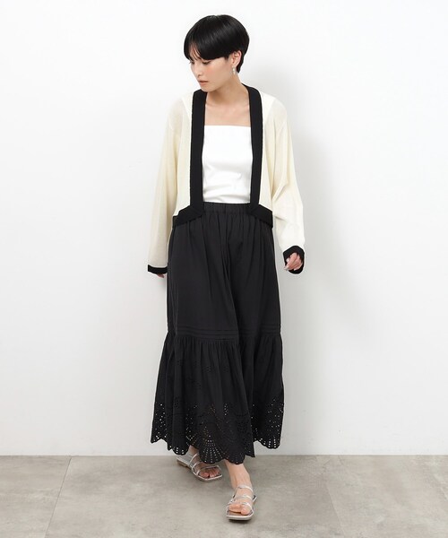 OPAQUE.CLIP(オペークドットクリップ)の「◆カットワークレースティアードスカート【洗える】(スカート・レディース・ブラック/ホワイト・40/38/36)」の5枚目の写真