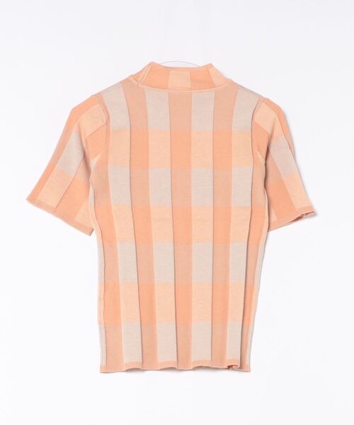 Settimissimo（セッティミッシモ）の「プレーティング チェック ハーフスリーブ トップス（Tシャツ/カットソー・レディース・オフホワイト/ネイビー/ピンク・FREE）」の4枚目の写真