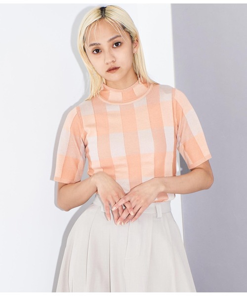 Settimissimo（セッティミッシモ）の「プレーティング チェック ハーフスリーブ トップス（Tシャツ/カットソー・レディース・オフホワイト/ネイビー/ピンク・FREE）」の17枚目の写真