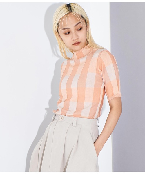 Settimissimo（セッティミッシモ）の「プレーティング チェック ハーフスリーブ トップス（Tシャツ/カットソー・レディース・オフホワイト/ネイビー/ピンク・FREE）」の19枚目の写真