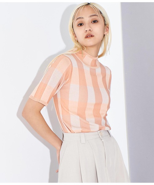 Settimissimo（セッティミッシモ）の「プレーティング チェック ハーフスリーブ トップス（Tシャツ/カットソー・レディース・オフホワイト/ネイビー/ピンク・FREE）」の18枚目の写真