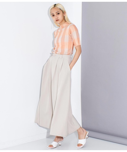 Settimissimo（セッティミッシモ）の「プレーティング チェック ハーフスリーブ トップス（Tシャツ/カットソー・レディース・オフホワイト/ネイビー/ピンク・FREE）」の21枚目の写真