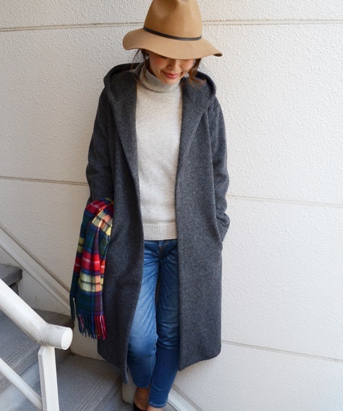 SHIPS for women（シップスフォーウィメン）の「ウールジャージーガウンコート◇（その他アウター・レディース・グレー/ベージュ/スカイブルー・ONE SIZE）」の2枚目の写真