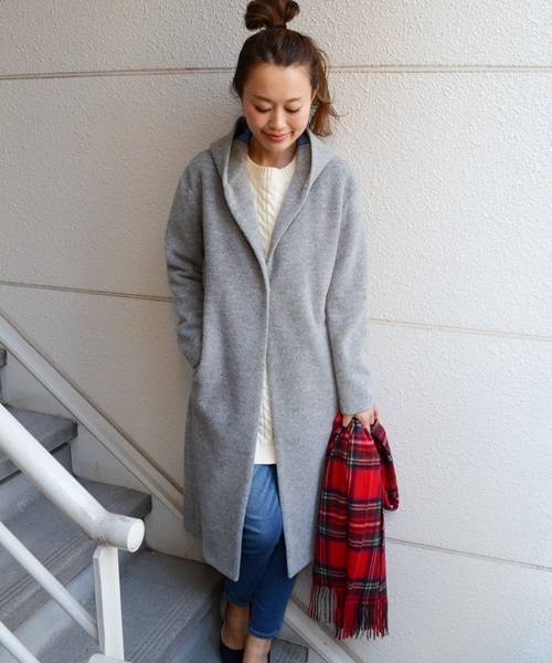 SHIPS for women（シップスフォーウィメン）の「ウールジャージーガウンコート◇（その他アウター・レディース・グレー/ベージュ/スカイブルー・ONE SIZE）」の3枚目の写真