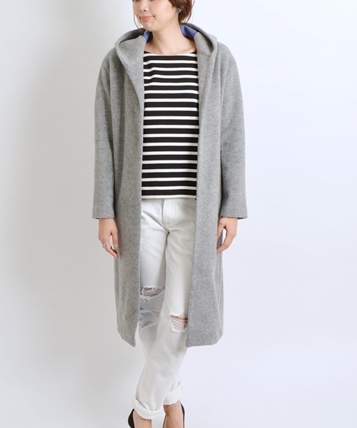 SHIPS for women（シップスフォーウィメン）の「ウールジャージーガウンコート◇（その他アウター・レディース・グレー/ベージュ/スカイブルー・ONE SIZE）」の10枚目の写真