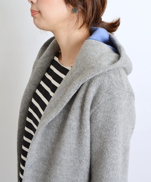 SHIPS for women（シップスフォーウィメン）の「ウールジャージーガウンコート◇（その他アウター・レディース・グレー/ベージュ/スカイブルー・ONE SIZE）」の4枚目の写真