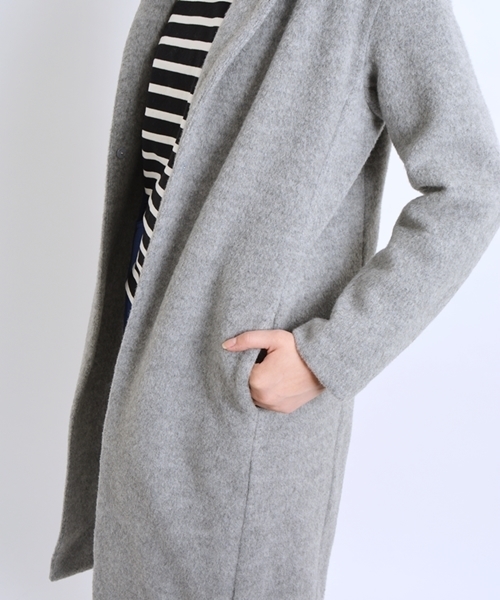 SHIPS for women（シップスフォーウィメン）の「ウールジャージーガウンコート◇（その他アウター・レディース・グレー/ベージュ/スカイブルー・ONE SIZE）」の5枚目の写真