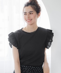 【WEB限定セール】シャーリング袖フリルトップス