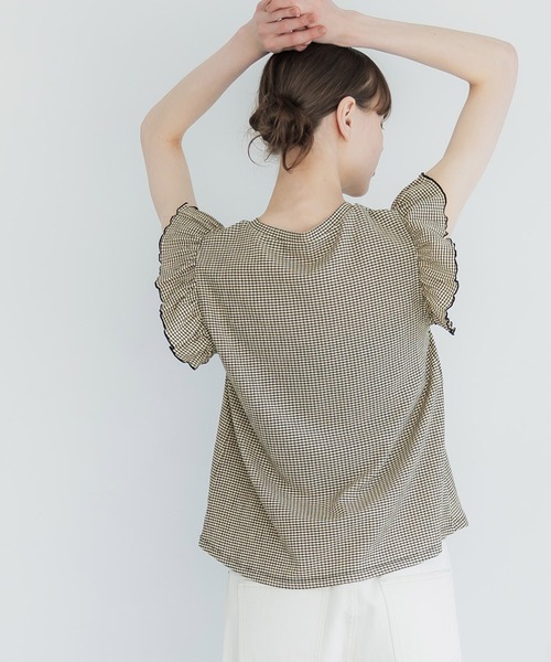 coca（coca）（コカ）の「【WEB限定セール】シャーリング袖フリルトップス（Tシャツ/カットソー・レディース・ブラック/A・M/L）」の13枚目の写真