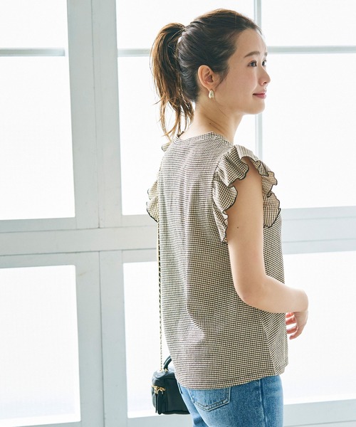 coca（coca）（コカ）の「【WEB限定セール】シャーリング袖フリルトップス（Tシャツ/カットソー・レディース・ブラック/A・M/L）」の10枚目の写真
