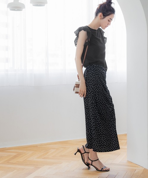 coca（coca）（コカ）の「【WEB限定セール】シャーリング袖フリルトップス（Tシャツ/カットソー・レディース・ブラック/A・M/L）」の6枚目の写真
