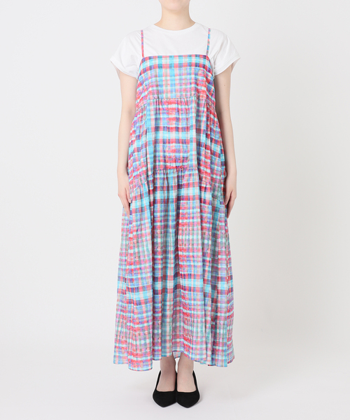 B.C STOCK（ベーセーストック）の「ハンドドロープリントキャミワンピース（ワンピース・レディース・ブルー/ブラック系その他/ピンク/ブラック・FREE）」の7枚目の写真