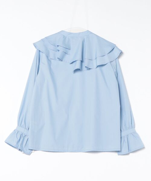 MHBG TOKYO（エムエイチビージートーキョー）の「ラッフルフリルシャツ（シャツ/ブラウス・レディース・サックスブルー/アイボリー・FREE）」の3枚目の写真