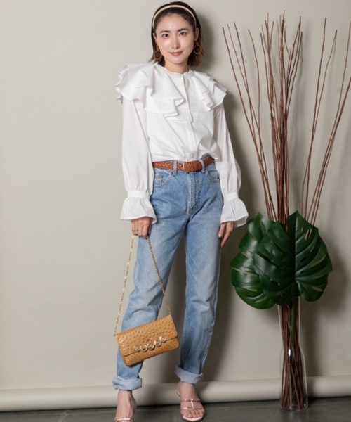 MHBG TOKYO（エムエイチビージートーキョー）の「ラッフルフリルシャツ（シャツ/ブラウス・レディース・サックスブルー/アイボリー・FREE）」の20枚目の写真