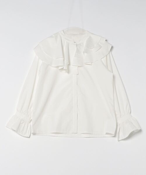 MHBG TOKYO（エムエイチビージートーキョー）の「ラッフルフリルシャツ（シャツ/ブラウス・レディース・サックスブルー/アイボリー・FREE）」の5枚目の写真