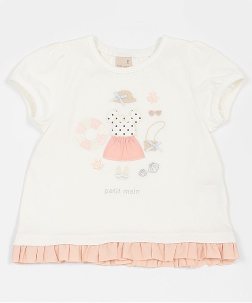 セール】【接触冷感/リンク】ビーチモチーフ半袖T（Tシャツ/カットソー  