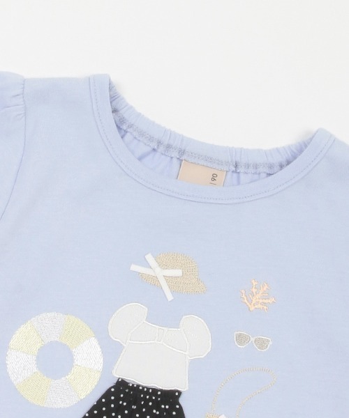 petit main(プティマイン)の「【接触冷感/リンク】ビーチモチーフ半袖T(Tシャツ/カットソー・キッズ・オフホワイト/サックスブルー/ネイビー・110cm/100cm/90cm/80cm/130cm/120cm)」の6枚目の写真