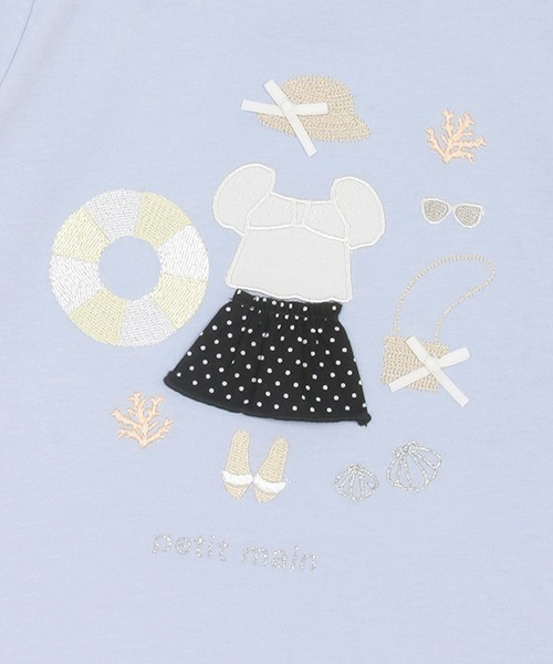 petit main(プティマイン)の「【接触冷感/リンク】ビーチモチーフ半袖T(Tシャツ/カットソー・キッズ・オフホワイト/サックスブルー/ネイビー・110cm/100cm/90cm/80cm/130cm/120cm)」の8枚目の写真