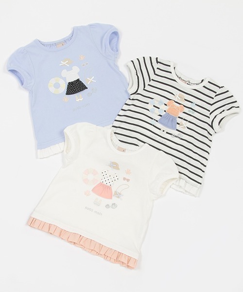 petit main(プティマイン)の「【接触冷感/リンク】ビーチモチーフ半袖T(Tシャツ/カットソー・キッズ・オフホワイト/サックスブルー/ネイビー・110cm/100cm/90cm/80cm/130cm/120cm)」の4枚目の写真