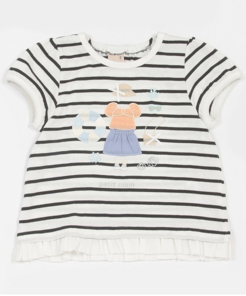 petit main(プティマイン)の「【接触冷感/リンク】ビーチモチーフ半袖T(Tシャツ/カットソー・キッズ・オフホワイト/サックスブルー/ネイビー・110cm/100cm/90cm/80cm/130cm/120cm)」の16枚目の写真