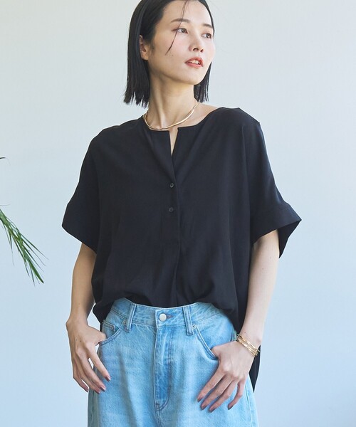 coen(コーエン)の「接触冷感ドルマンスキッパーブラウス(シャツ/ブラウス・レディース・ブラック/オフホワイト/ライム/ベージュ・FREE)」の5枚目の写真
