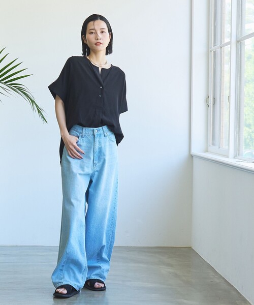 coen(コーエン)の「接触冷感ドルマンスキッパーブラウス(シャツ/ブラウス・レディース・ブラック/オフホワイト/ライム/ベージュ・FREE)」の6枚目の写真