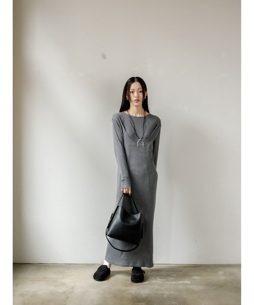 AGAWD（アガウド）の「AGAWD レイヤードリブワンピース（ワンピース・レディース・ブラック/グレー・FREE）」の4枚目の写真