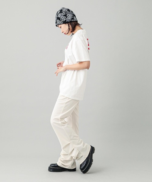 X-girl（エックスガール）の「2 BOX MILLS LOGO S/S TEE（Tシャツ/カットソー・レディース・ブラック/オリーブ/ホワイト・S/M/L/XL）」の9枚目の写真