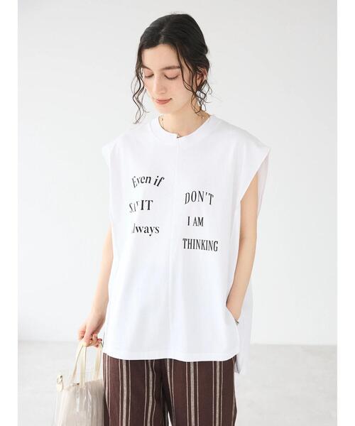 CRAFT STANDARD BOUTIQUE(クラフトスタンダードブティック)の「リメイクロゴノースリーブTee(Tシャツ/カットソー・レディース・ピンクベージュ/ブラック/オフホワイト・FREE)」の4枚目の写真