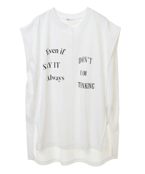 CRAFT STANDARD BOUTIQUE(クラフトスタンダードブティック)の「リメイクロゴノースリーブTee(Tシャツ/カットソー・レディース・ピンクベージュ/ブラック/オフホワイト・FREE)」の7枚目の写真
