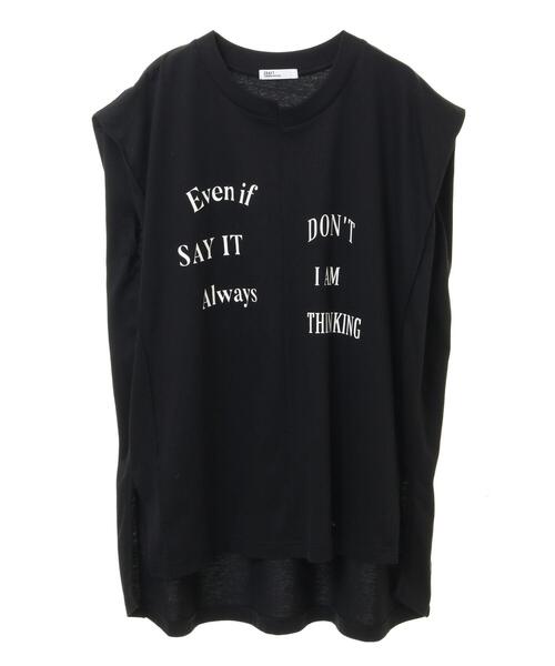 CRAFT STANDARD BOUTIQUE(クラフトスタンダードブティック)の「リメイクロゴノースリーブTee(Tシャツ/カットソー・レディース・ピンクベージュ/ブラック/オフホワイト・FREE)」の6枚目の写真