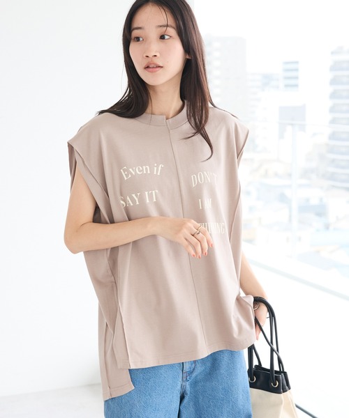 CRAFT STANDARD BOUTIQUE(クラフトスタンダードブティック)の「リメイクロゴノースリーブTee(Tシャツ/カットソー・レディース・ピンクベージュ/ブラック/オフホワイト・FREE)」の3枚目の写真