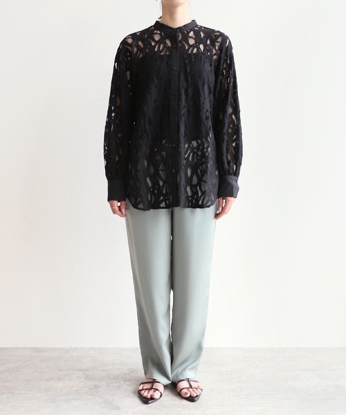 reca（レカ）の「レースバンドカラーシャツ（シャツ/ブラウス・レディース・オフホワイト/オレンジ/ブラック・FREE）」の11枚目の写真