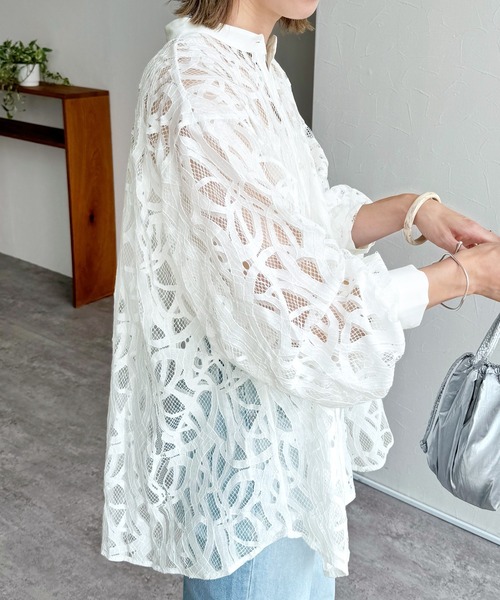 reca（レカ）の「レースバンドカラーシャツ（シャツ/ブラウス・レディース・オフホワイト/オレンジ/ブラック・FREE）」の21枚目の写真