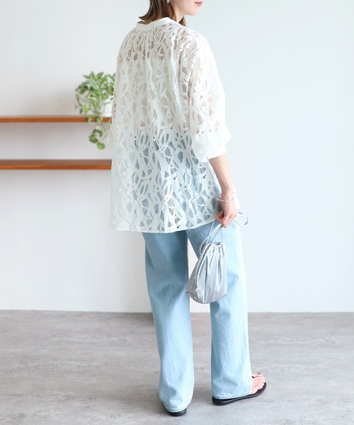 reca（レカ）の「レースバンドカラーシャツ（シャツ/ブラウス・レディース・オフホワイト/オレンジ/ブラック・FREE）」の22枚目の写真