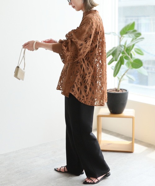 reca（レカ）の「レースバンドカラーシャツ（シャツ/ブラウス・レディース・オフホワイト/オレンジ/ブラック・FREE）」の15枚目の写真