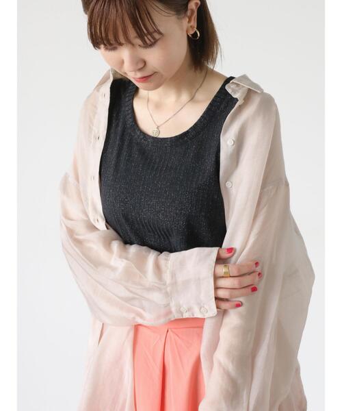 Lugnoncure(ルノンキュール)の「ラメ混ノースリーブトップス(Tシャツ/カットソー・レディース・グレー/ベージュ/ブラック・F)」の11枚目の写真