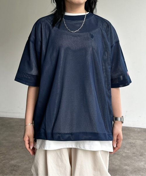 CPCM(シーピーシーエム)の「メッシュスピンドルT(Tシャツ/カットソー・レディース・チャコールグレー/ブラック/グレイッシュベージュ/ネイビー・SMALL/MEDIUM/LARGE)」の7枚目の写真