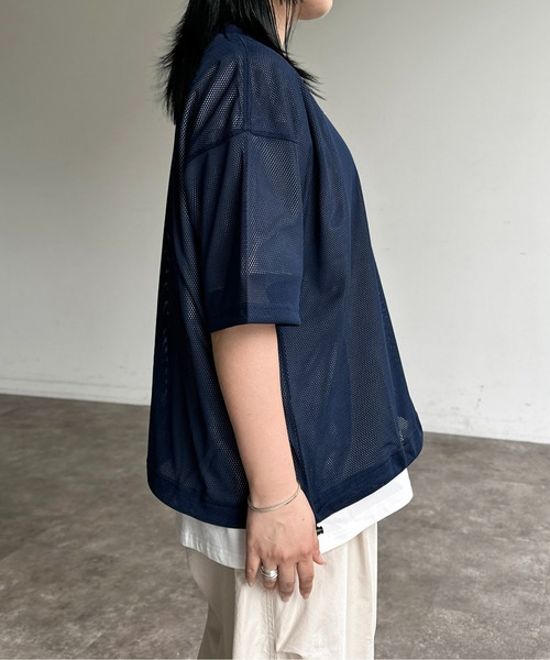 CPCM(シーピーシーエム)の「メッシュスピンドルT(Tシャツ/カットソー・レディース・チャコールグレー/ブラック/グレイッシュベージュ/ネイビー・SMALL/MEDIUM/LARGE)」の8枚目の写真