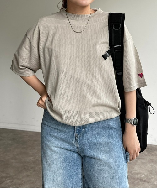 CPCM(シーピーシーエム)の「メッシュスピンドルT(Tシャツ/カットソー・レディース・チャコールグレー/ブラック/グレイッシュベージュ/ネイビー・SMALL/MEDIUM/LARGE)」の15枚目の写真