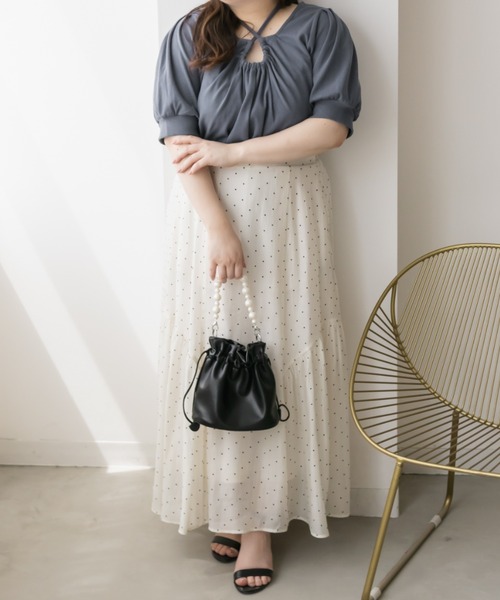 CLETTE（クレット）の「ホルターネックリブプルオーバー（Tシャツ/カットソー・レディース・ブラック/ブルー・LL/3L/4L）」の7枚目の写真