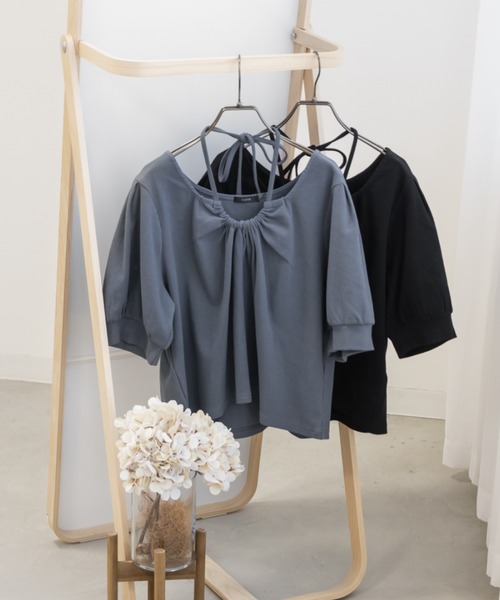 CLETTE（クレット）の「ホルターネックリブプルオーバー（Tシャツ/カットソー・レディース・ブラック/ブルー・LL/3L/4L）」の12枚目の写真