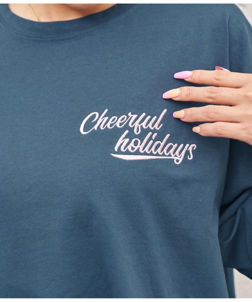 anap mimpi(アナップミンピ)の「メッセージ ワンポイント刺繍 コットン ビッグTシャツ(Tシャツ/カットソー・レディース・ネイビー/ホワイト/グリーン・FREE)」の4枚目の写真