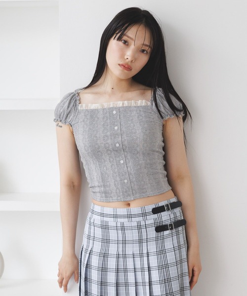 3.3 Field Trip （3.3フィールドトリップ）の「3.3 Field Trip／フリルレースTEE（Tシャツ/カットソー・レディース・グレー/ブラック/レッド・FREE）」の2枚目の写真