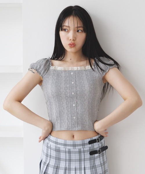 3.3 Field Trip （3.3フィールドトリップ）の「3.3 Field Trip／フリルレースTEE（Tシャツ/カットソー・レディース・グレー/ブラック/レッド・FREE）」の9枚目の写真