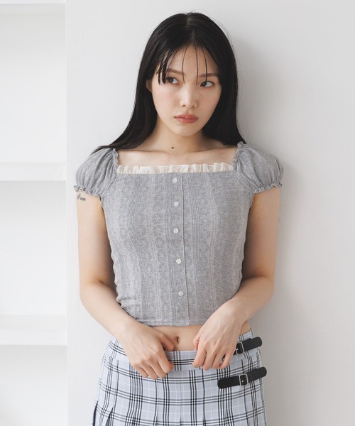 3.3 Field Trip （3.3フィールドトリップ）の「3.3 Field Trip／フリルレースTEE（Tシャツ/カットソー・レディース・グレー/ブラック/レッド・FREE）」の10枚目の写真