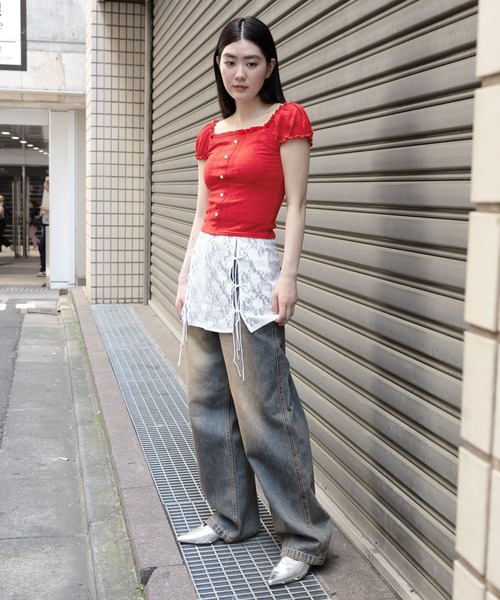 3.3 Field Trip （3.3フィールドトリップ）の「3.3 Field Trip／フリルレースTEE（Tシャツ/カットソー・レディース・グレー/ブラック/レッド・FREE）」の16枚目の写真