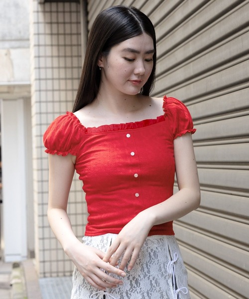 3.3 Field Trip （3.3フィールドトリップ）の「3.3 Field Trip／フリルレースTEE（Tシャツ/カットソー・レディース・グレー/ブラック/レッド・FREE）」の15枚目の写真