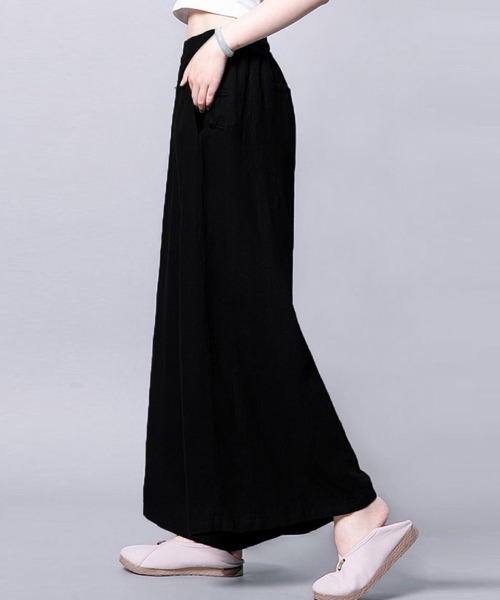 Miniministore(ミニミニストア)の「綿麻風ワイドパンツレディースリネンパンツ(カーゴパンツ・レディース・ブラウン/ブラック/ベージュ・FREE)」の8枚目の写真